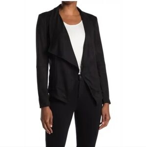 Silence + Noise Black Silk Open Front Jacket Top